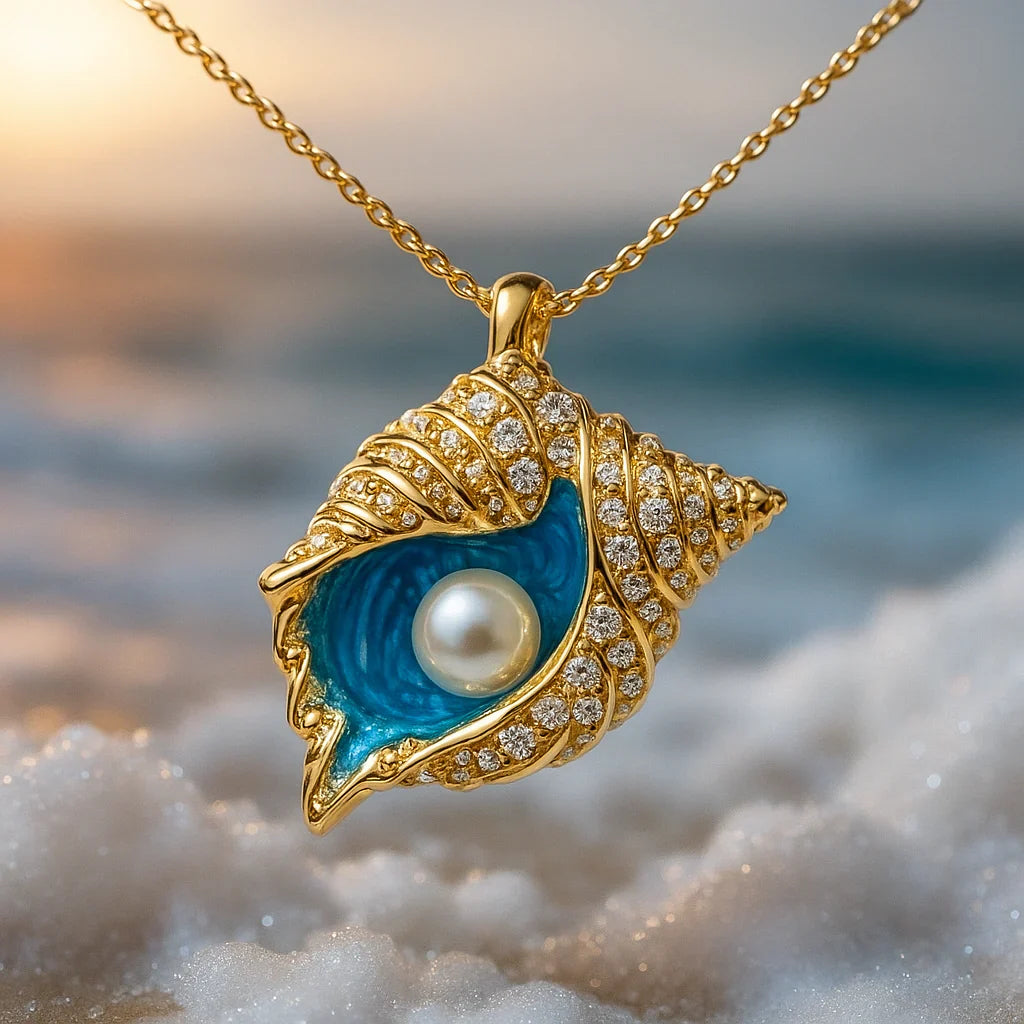 Radiant Pearl Seashell Necklace | Gold