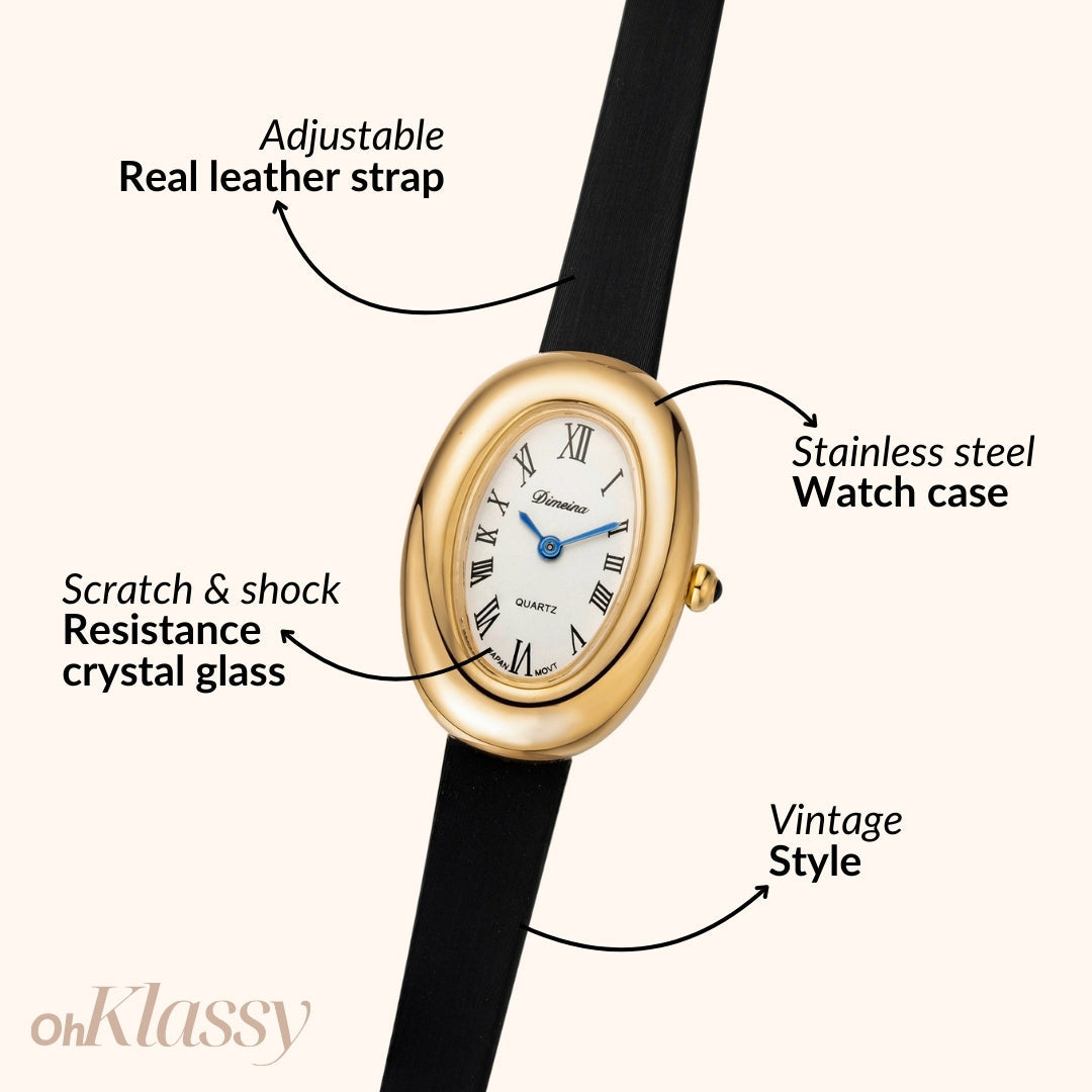 Elvina | Black Leather Gold