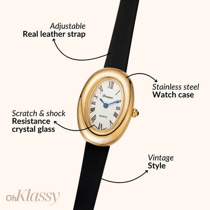 Elvina | Black Leather Gold