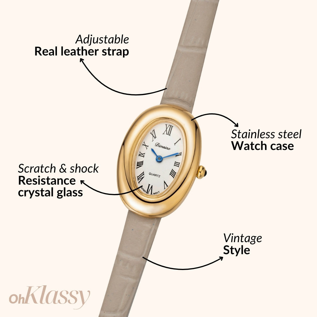 Elvina | Grey Leather Gold