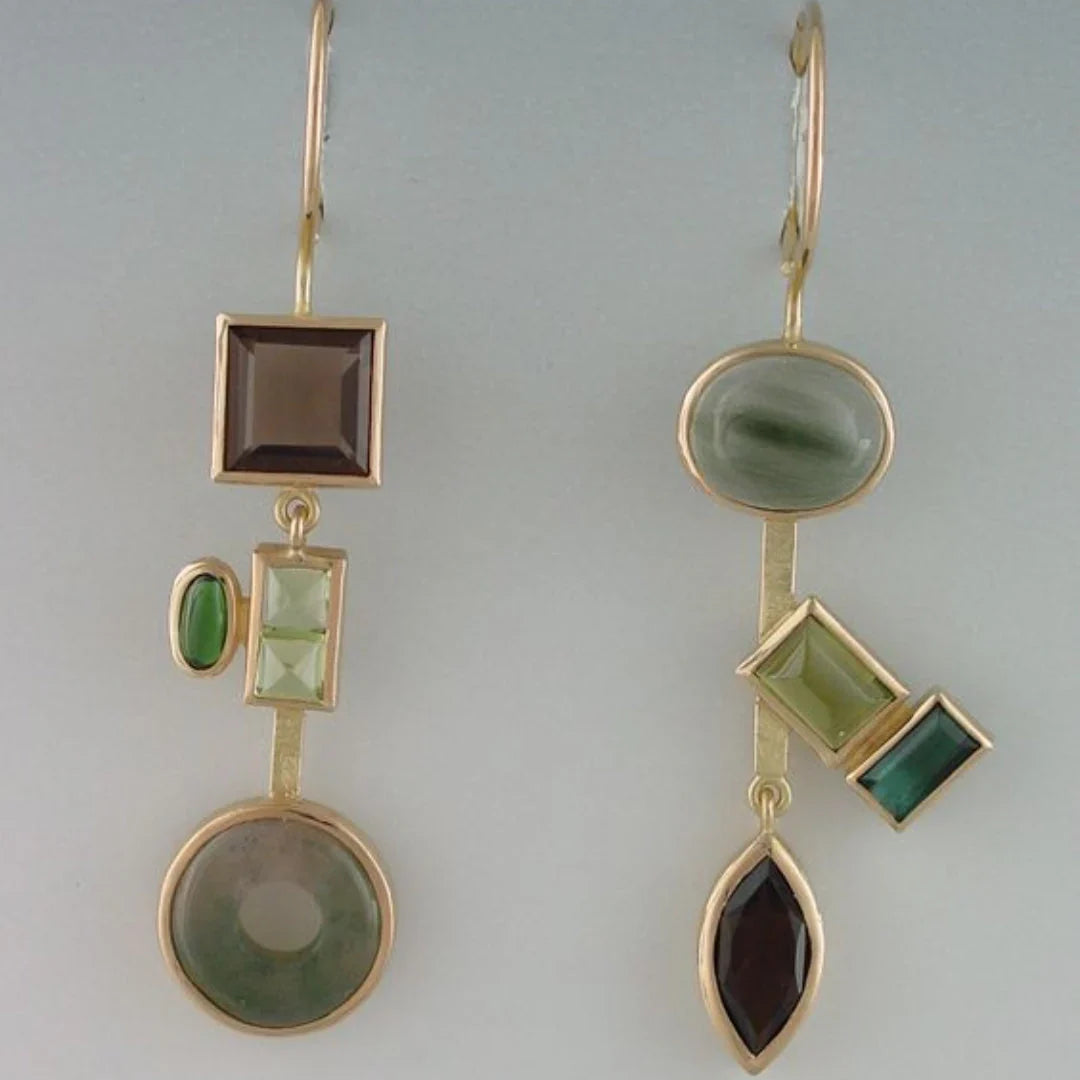 Vintage Dangling Crystal Forest Earrings | Gold