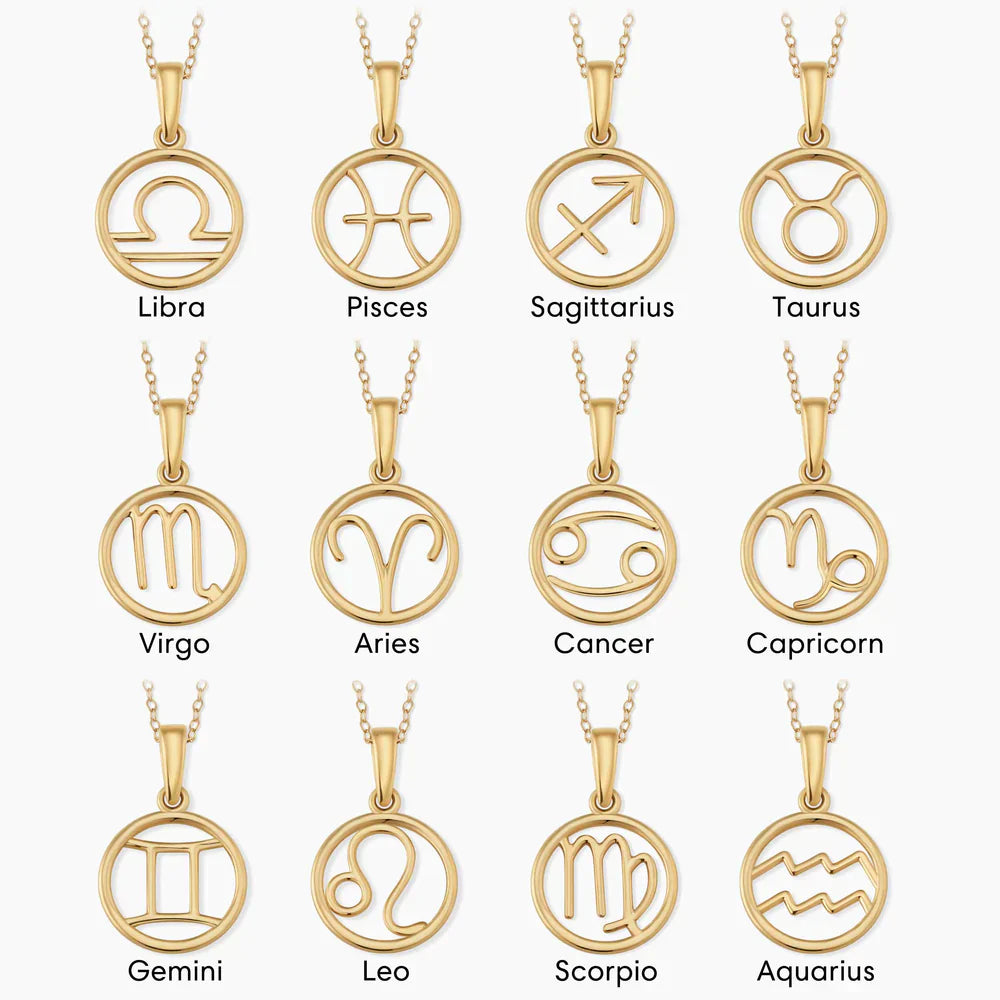 Zodiac sign necklace | Gold