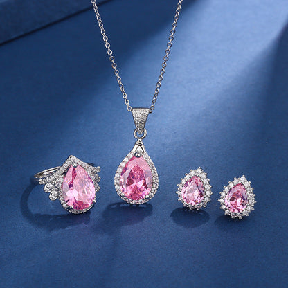 Aria Teardrop Pink Set | White Gold
