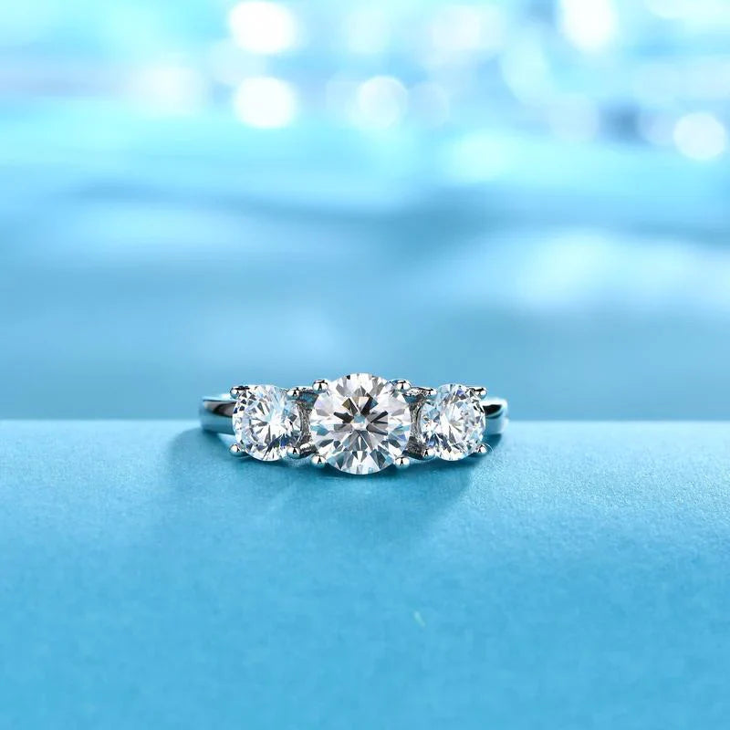 Clare Triple Stone Ring | White gold