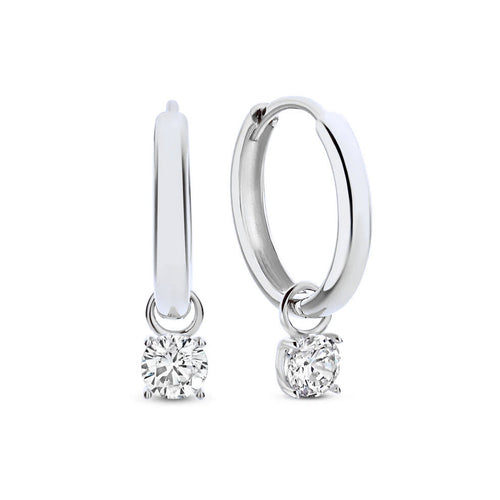 Larmes de Lune Stone Hoop Earrings | White Gold
