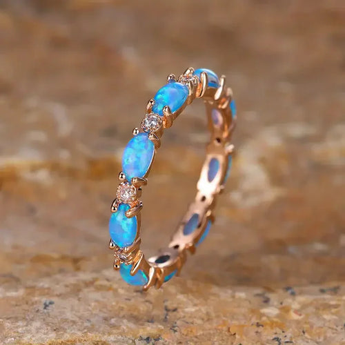 Elegant Blue Opal Ring | Gold