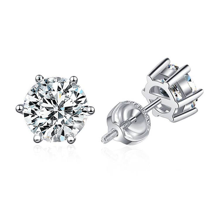 Screw Back Earrings | White Gold