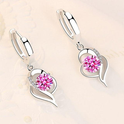 Sterling Silver and Zirconia Inlaid Floral Earrings | White Gold