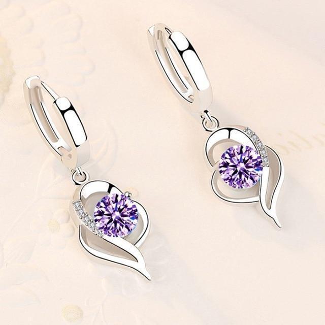 Sterling Silver and Zirconia Inlaid Floral Earrings | White Gold
